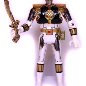 Boneco Power Rangers Branco Metálico Vira Cabeça #4